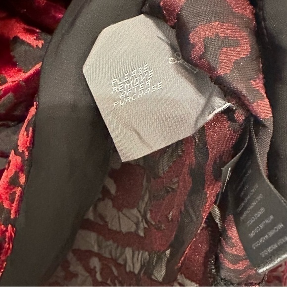 Vera Wang lingerie style black long sleeve semi-sheer blouse red velvet details - Picture 5 of 11